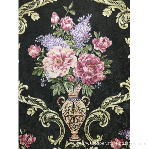 106cm Deep Embossed Flower Pvc Vinyl Waterproof Wallpaper